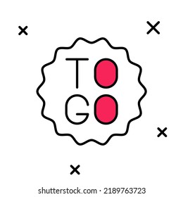 Filled outline Coffee cup to go icon isolated on white background.  Vector