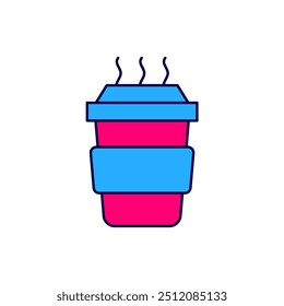 Filled outline Coffee cup to go icon isolated on white background.  Vector