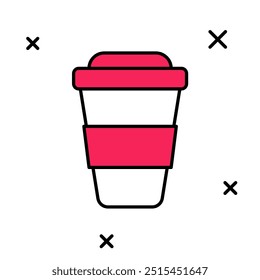 Gefüllter Umriss Kaffeetasse zu gehen Symbol einzeln auf weißem Hintergrund.  Vektorgrafik