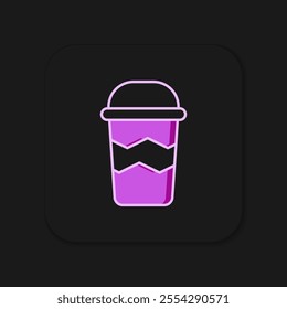 Filled outline Coffee cup to go icon isolated on black background. Flat filled outline style with shadow. Vector
