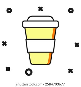 Filled outline Coffee cup to go icon isolated on white background. Flat filled outline style with shadow. Vector