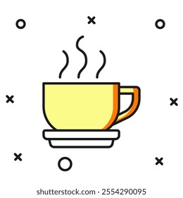 Filled outline Coffee cup icon isolated on white background. Tea cup. Hot drink coffee. Flat filled outline style with shadow. Vector