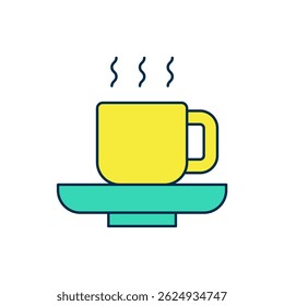 Filled outline Coffee cup icon isolated on white background. Tea cup. Hot drink coffee.  Vector