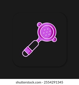 Filled outline Coffee filter holder icon isolated on black background. Flat filled outline style with shadow. Vector