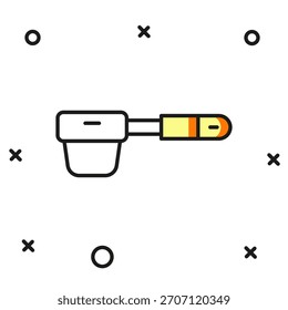 Gefüllte Kontur Kaffeefilterhalter-Symbol einzeln auf weißem Hintergrund. Flach ausgefüllter Umrissstil mit Schatten. Vektorgrafik