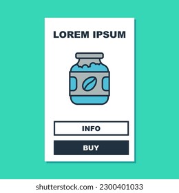 Filled outline Coffee jar bottle icon isolated on turquoise background.  Vector