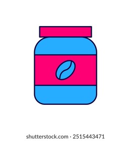 Filled outline Coffee jar bottle icon isolated on white background.  Vector