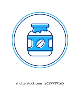 Filled outline Coffee jar bottle icon isolated on white background.  Vector