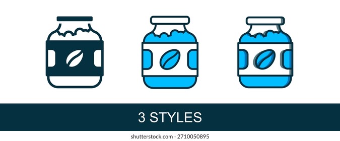 Esquema lleno Icono de la botella del tarro de café aislado en el fondo blanco.  Vector
