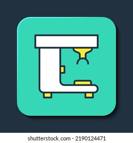 Filled outline Coffee machine icon isolated on blue background. Turquoise square button. Vector