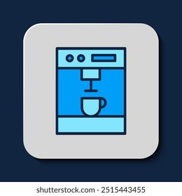 Filled outline Coffee machine icon isolated on blue background.  Vector