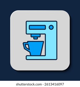 Filled outline Coffee machine icon isolated on blue background.  Vector