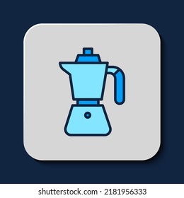 Filled outline Coffee maker moca pot icon isolated on blue background.  Vector