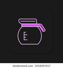 Filled outline Coffee pot icon isolated on black background. Flat filled outline style with shadow. Vector