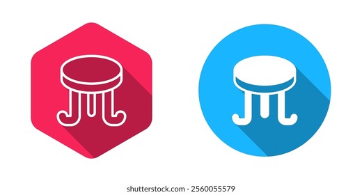 Filled and outline Coffee table icon isolated with long shadow background. Street cafe.  Vector