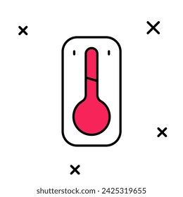 Filled outline Coffee thermometer icon isolated on white background.  Vector