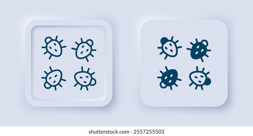 Filled and outline Colorado beetle icon isolated on grey background. Square button. Vector