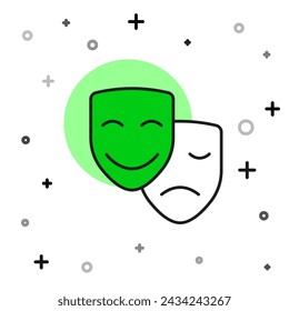 Filled outline Comedy and tragedy theatrical masks icon isolated on white background.  Vector