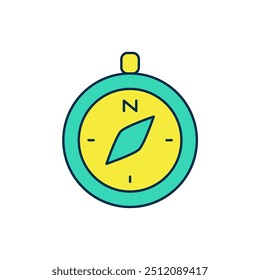 Filled outline Compass icon isolated on white background. Windrose navigation symbol. Wind rose sign.  Vector