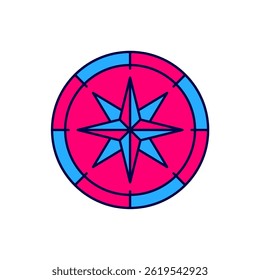 Filled outline Compass icon isolated on white background. Windrose navigation symbol. Wind rose sign.  Vector