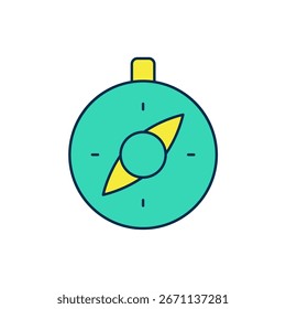 Gefüllte Umrisslinie Symbol einzeln auf weißem Hintergrund. Windrose-Navigationssymbol. Windrose-Schild.  Vektorgrafik