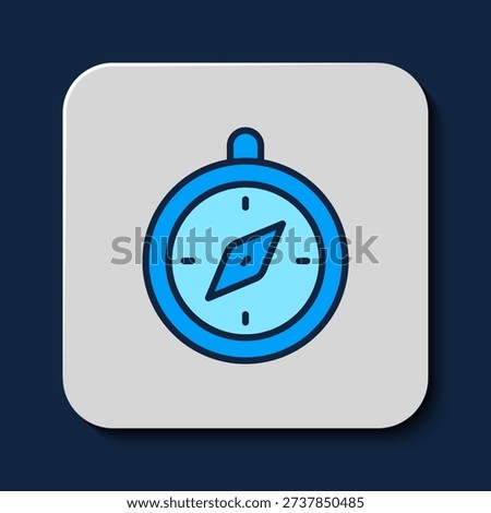 Filled outline Compass icon isolated on blue background. Windrose navigation symbol. Wind rose sign.  Vector