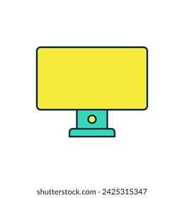 Filled outline Computer monitor icon isolated on white background. PC component sign.  Vector