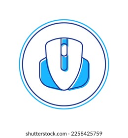 Filled outline Computer mouse gaming icon isolated on white background. Optical with wheel symbol.  Vector
