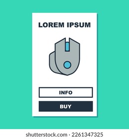 Filled outline Computer mouse gaming icon isolated on turquoise background. Optical with wheel symbol.  Vector