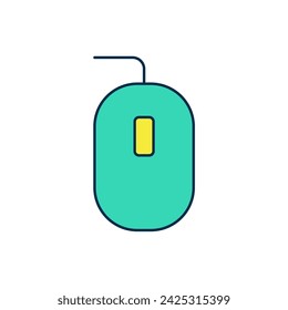 Filled outline Computer mouse gaming icon isolated on white background. Optical with wheel symbol.  Vector