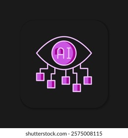 Filled outline Computer vision icon isolated on black background. Technical vision, eye circuit, video surveillance system, augmented reality systems. Flat filled outline style with shadow. Vector