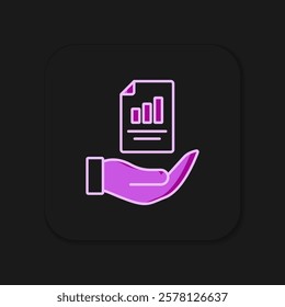 Filled outline Contract in hand icon isolated on black background. Insurance concept. Security, safety, protection, protect concept. Flat filled outline style with shadow. Vector