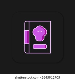 Filled outline Cookbook icon isolated on black background. Cooking book icon. Recipe book. Fork and knife icons. Cutlery symbol. Flat filled outline style with shadow. Vector