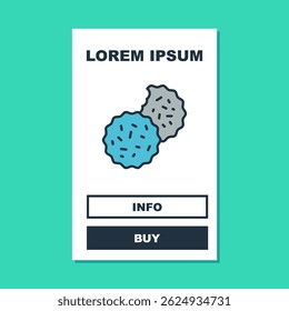 Filled outline Cookie or biscuit with chocolate icon isolated on turquoise background.  Vector