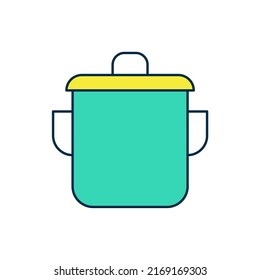 Filled outline Cooking pot icon isolated on white background. Boil or stew food symbol.  Vector