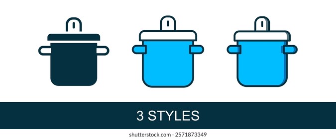 Filled outline Cooking pot icon isolated on white background. Boil or stew food symbol.  Vector