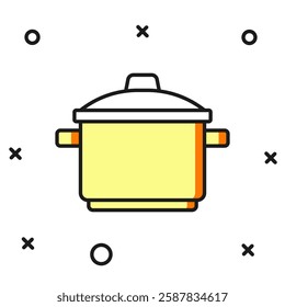 Filled outline Cooking pot icon isolated on white background. Boil or stew food symbol. Flat filled outline style with shadow. Vector