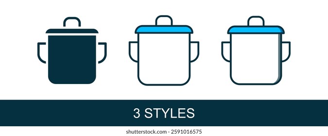 Filled outline Cooking pot icon isolated on white background. Boil or stew food symbol.  Vector