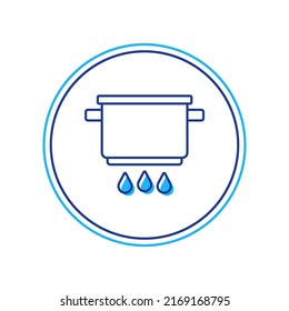 Filled outline Cooking pot on fire icon isolated on white background. Boil or stew food symbol.  Vector