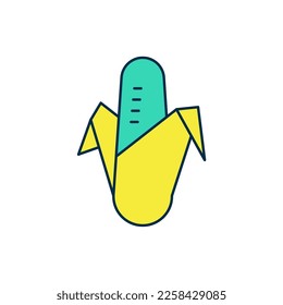 Icono de maíz con contorno relleno aislado en fondo blanco.  Vector