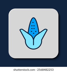 Filled outline Corn icon isolated on blue background.  Vector