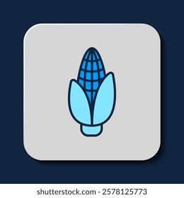 Filled outline Corn icon isolated on blue background.  Vector