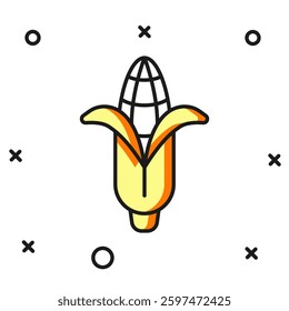 Filled outline Corn icon isolated on white background. Flat filled outline style with shadow. Vector