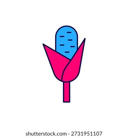 Esquema lleno Icono de maíz aislado sobre fondo blanco.  Vector