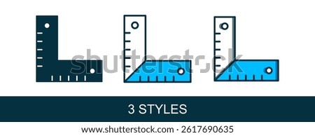 Filled outline Corner ruler icon isolated on white background. Setsquare, angle ruler, carpentry, measuring utensil, scale.  Vector