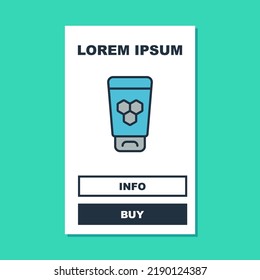 Filled outline Cosmetic tube with honey icon isolated on turquoise background. Natural skin care.  Vector