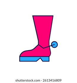 Filled outline Cowboy boot icon isolated on white background.  Vector