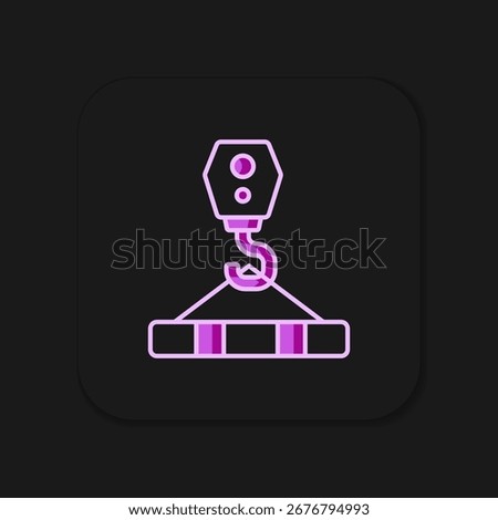 Filled outline Crane hook icon isolated on black background. Industrial hook icon. Flat filled outline style with shadow. Vector