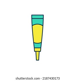 Filled outline Cream or lotion cosmetic tube icon isolated on white background. Body care products for woman.  Vector