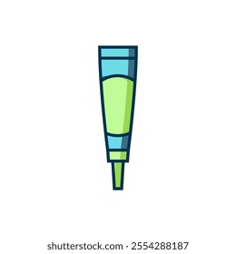 Filled outline Cream or lotion cosmetic tube icon isolated on white background. Body care products for woman. Flat filled outline style with shadow. Vector